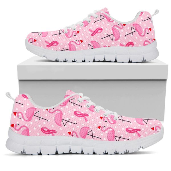 Breast Cancer Flamingo White Sole Sneakers, Running Shoes, Shoes For Women, Shoes For Men, Custom Shoes, Low Top Shoes, Customized Sneaker, Mens, Women Shoes