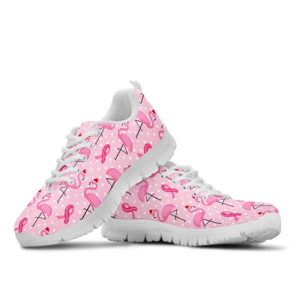 Breast Cancer Flamingo White Sole Sneakers, Running Shoes, Shoes For Women, Shoes For Men, Custom Shoes, Low Top Shoes, Customized Sneaker, Mens, Women Shoes