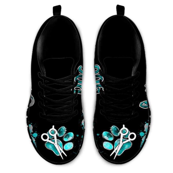 Dog Groomer Love Watercolor Teal Sneakers Shoes