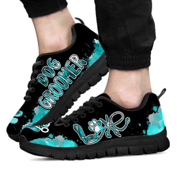 Dog Groomer Love Watercolor Teal Sneakers Shoes