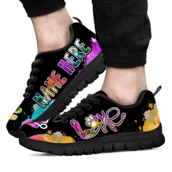 Custom Name Colorful Watercolor Sneakers Shoes